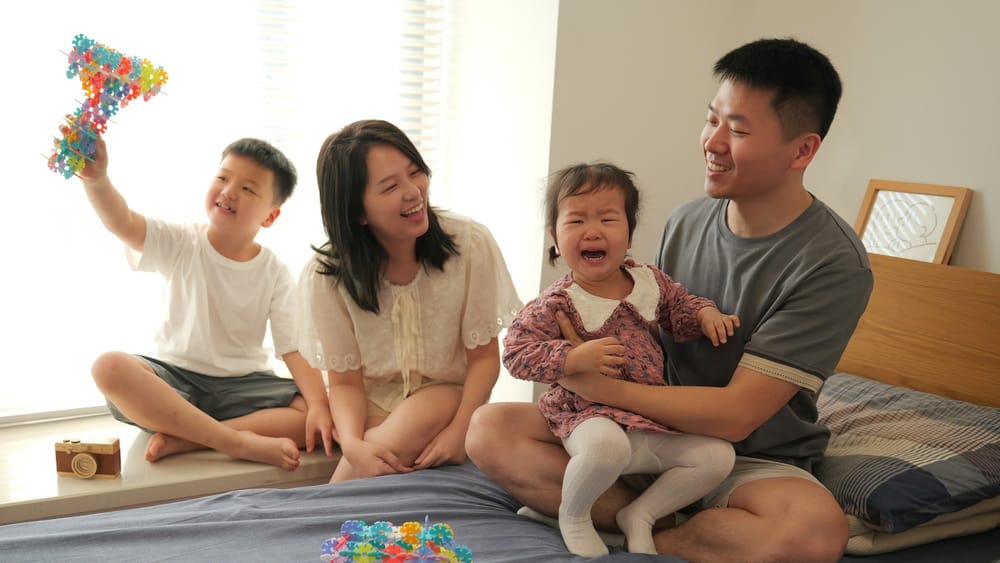 family spending time together at home